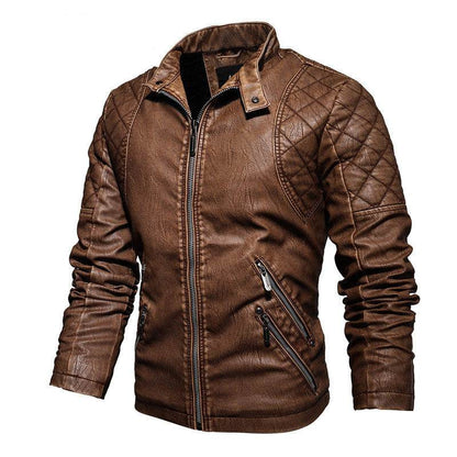 Buycenter Slim PU Leather Jacket with Plus Velvet Lining - Stylish & Comfortable - Buy Center US