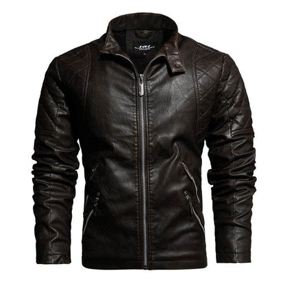 Buycenter Slim PU Leather Jacket with Plus Velvet Lining - Stylish & Comfortable - Buy Center US