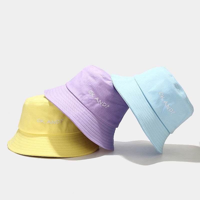 Macaron OK Embroidered Fisherman Hat - Unisex Cotton Wide Brim Style - Buy Center US