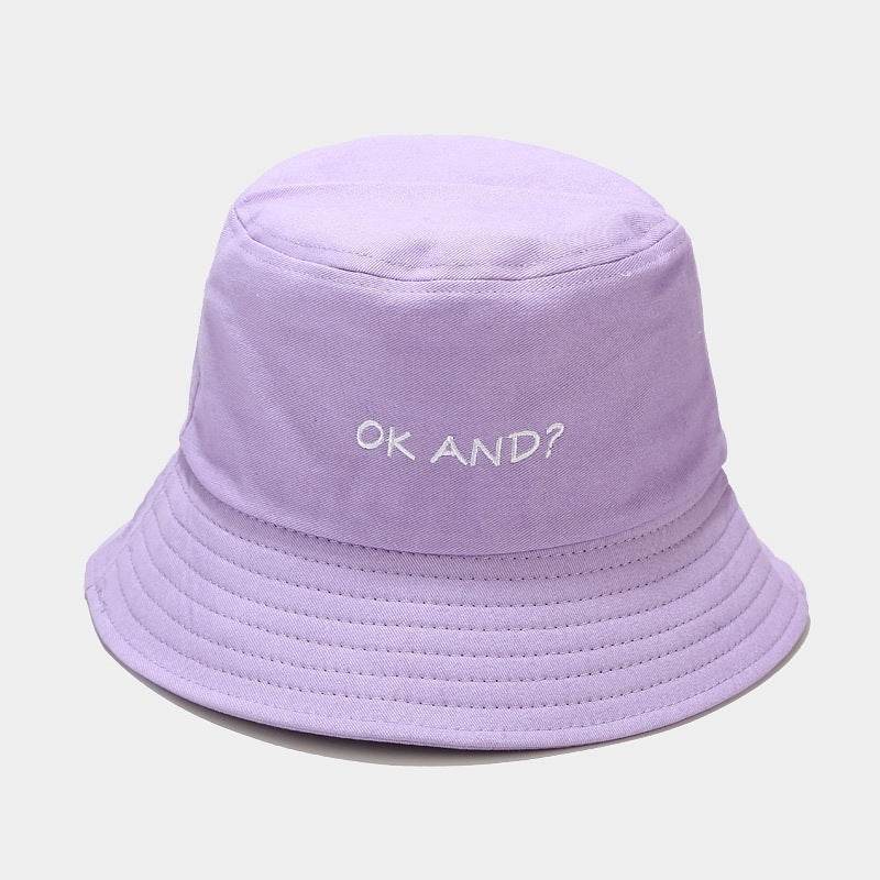 Macaron OK Embroidered Fisherman Hat - Unisex Cotton Wide Brim Style - Buy Center US