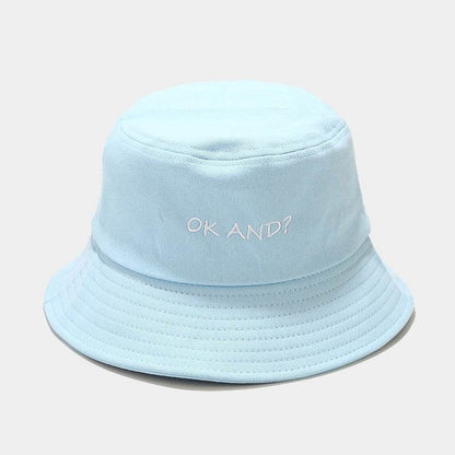 Macaron OK Embroidered Fisherman Hat - Unisex Cotton Wide Brim Style - Buy Center US