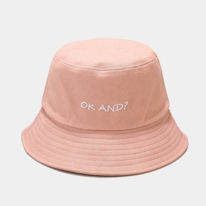 Macaron OK Embroidered Fisherman Hat - Unisex Cotton Wide Brim Style - Buy Center US