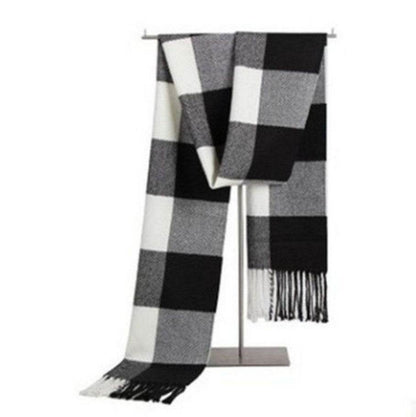 Buycenter Men's Wool Scarf - Thin Plaid Neck Scarf for All Seasons - Buy Center US