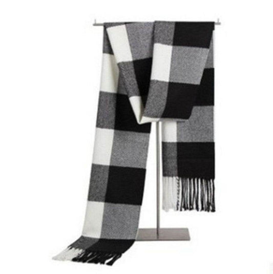Buycenter Men's Wool Scarf - Thin Plaid Neck Scarf for All Seasons - Buy Center US