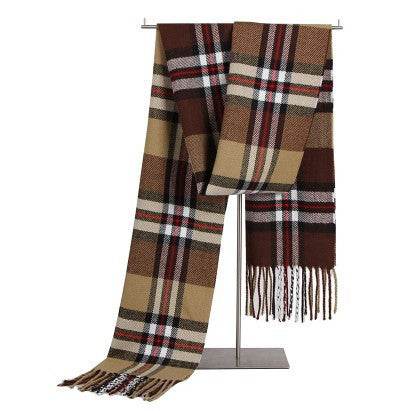 Buycenter Men's Wool Scarf - Thin Plaid Neck Scarf for All Seasons - Buy Center US