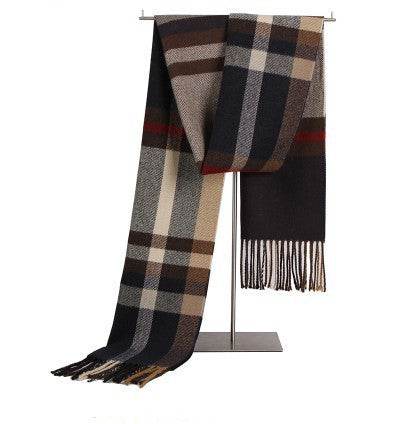 Buycenter Men's Wool Scarf - Thin Plaid Neck Scarf for All Seasons - Buy Center US