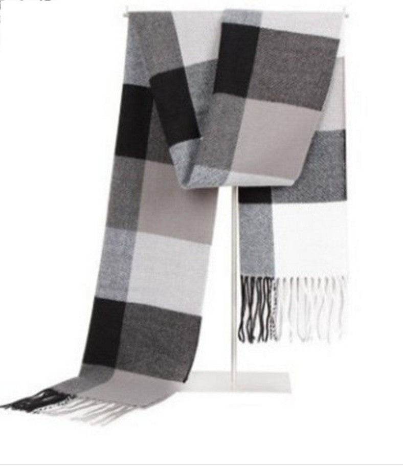 Buycenter Men's Wool Scarf - Thin Plaid Neck Scarf for All Seasons - Buy Center US