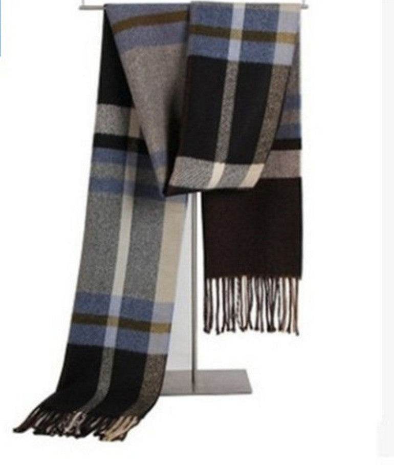 Buycenter Men's Wool Scarf - Thin Plaid Neck Scarf for All Seasons - Buy Center US