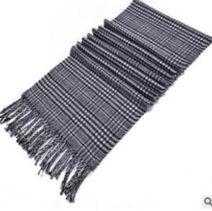 Buycenter Men's Wool Scarf - Thin Plaid Neck Scarf for All Seasons - Buy Center US
