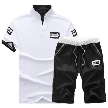 Buycenter Men's Short-Sleeved V-Neck T-Shirt and Shorts Casual Suit - Buy Center US