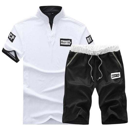 Buycenter Men's Short-Sleeved V-Neck T-Shirt and Shorts Casual Suit - Buy Center US