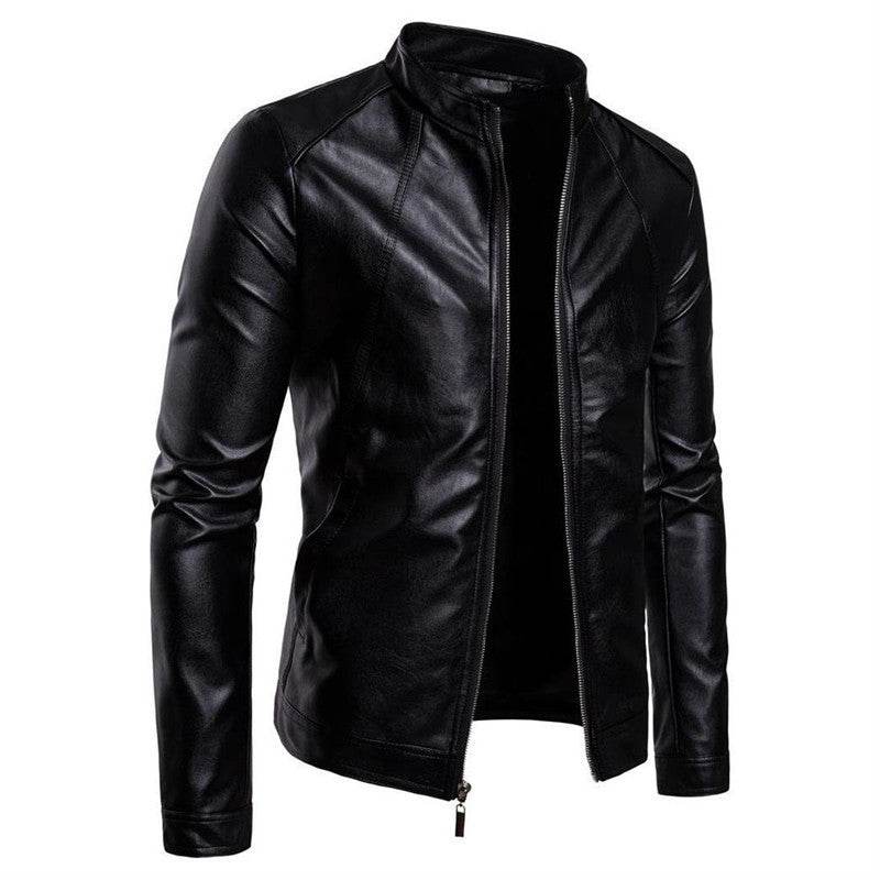 Buycenter Men's Stand-Up Collar Motorcycle Leather Jacket - Urban Style - Buy Center US