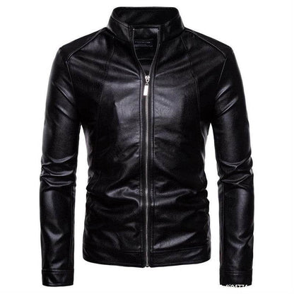 Buycenter Men's Stand-Up Collar Motorcycle Leather Jacket - Urban Style - Buy Center US