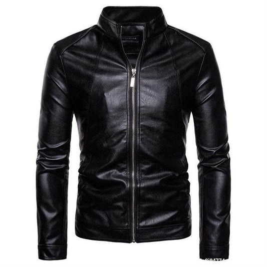 Buycenter Men's Stand-Up Collar Motorcycle Leather Jacket - Urban Style - Buy Center US