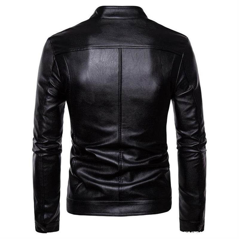 Buycenter Men's Stand-Up Collar Motorcycle Leather Jacket - Urban Style - Buy Center US