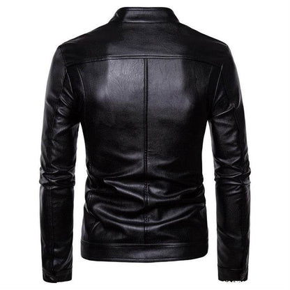 Buycenter Men's Stand-Up Collar Motorcycle Leather Jacket - Urban Style - Buy Center US