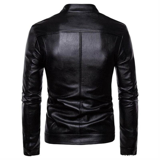 Buycenter Men's Stand-Up Collar Motorcycle Leather Jacket - Urban Style - Buy Center US