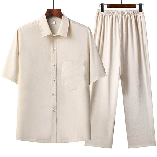 Buycenter Summer Ice Cotton Short-Sleeved Shirt Set - Comfortable & Stylish - Buy Center US