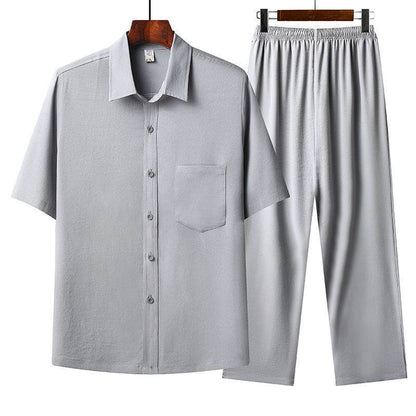 Buycenter Summer Ice Cotton Short-Sleeved Shirt Set - Comfortable & Stylish - Buy Center US