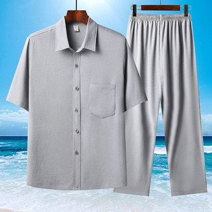 Buycenter Summer Ice Cotton Short-Sleeved Shirt Set - Comfortable & Stylish - Buy Center US