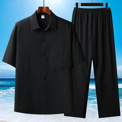 Buycenter Summer Ice Cotton Short-Sleeved Shirt Set - Comfortable & Stylish - Buy Center US