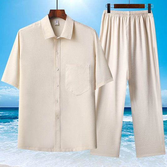Buycenter Summer Ice Cotton Short-Sleeved Shirt Set - Comfortable & Stylish - Buy Center US