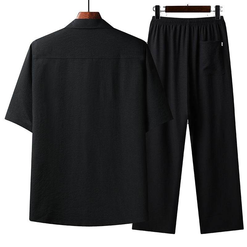 Buycenter Summer Ice Cotton Short-Sleeved Shirt Set - Comfortable & Stylish - Buy Center US