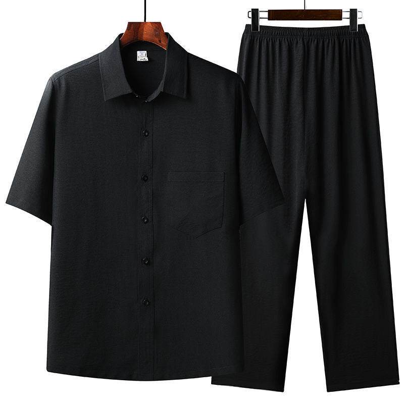 Buycenter Summer Ice Cotton Short-Sleeved Shirt Set - Comfortable & Stylish - Buy Center US