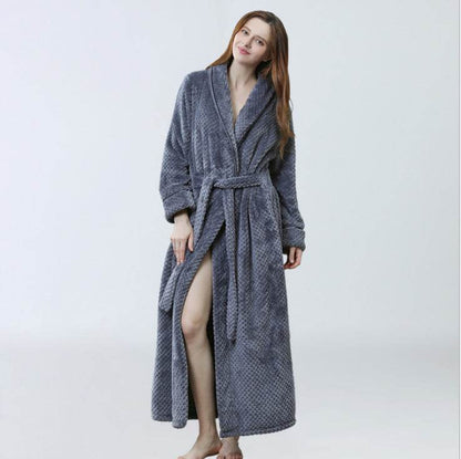 Buycenter Men's Plus Size Coral Fleece Bathrobe - Soft Full Length Pajamas - Buy Center US