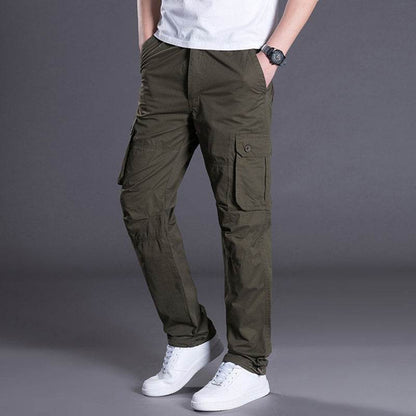 Buycenter Men's Multi-Pocket Overalls - Comfortable Loose Fit Work Pants - Buy Center US