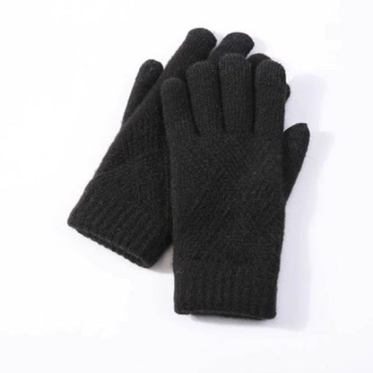 Autumn Winter Fleece-Lined Knitting Gloves - Thickened, Cozy Warmth - Buy Center US