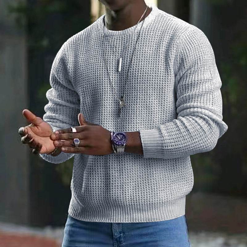 Buycenter Men's Round Neck Long Sleeve Pullover Sweater - Loose Fit - Buy Center US