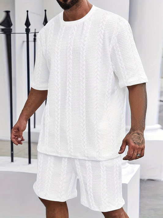 2025 Summer Braided Casual Sports Suit for Men - Polyester, Regular Fit - Buy Center US
