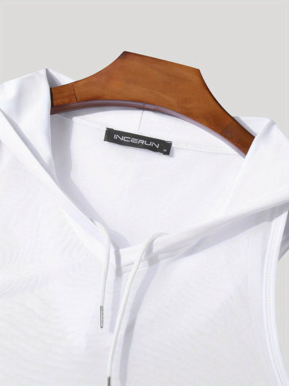 INCERUN Men's Hooded Tank Top - Quick Dry Moisture-Wicking Sleeveless Shirt - Buy Center US