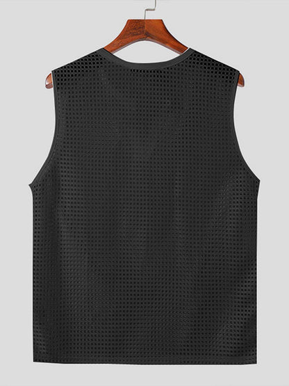 INCERUN Men’s Sexy Fishnet Vest - Hollow Notched Slim Beach/Club Wear - Buy Center US