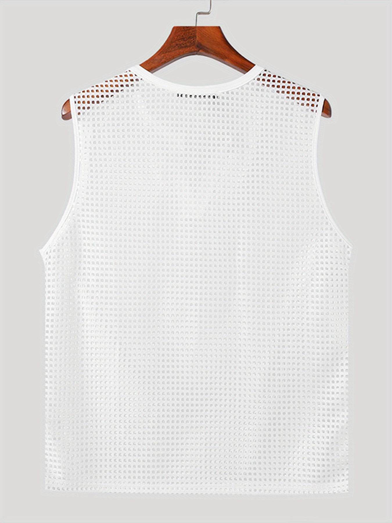 INCERUN Men’s Sexy Fishnet Vest - Hollow Notched Slim Beach/Club Wear - Buy Center US