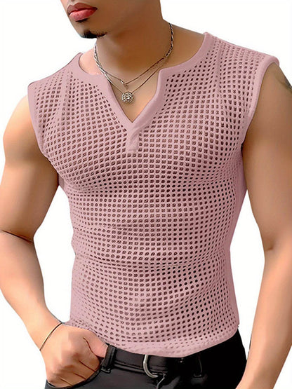 INCERUN Men’s Sexy Fishnet Vest - Hollow Notched Slim Beach/Club Wear - Buy Center US