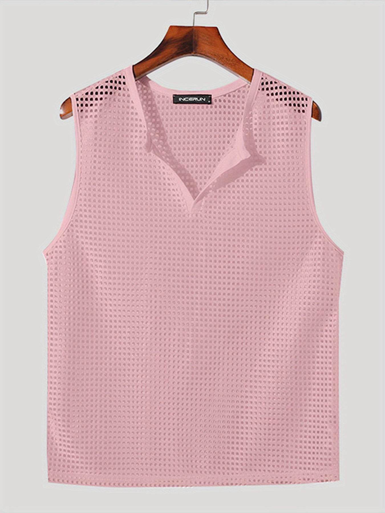 INCERUN Men’s Sexy Fishnet Vest - Hollow Notched Slim Beach/Club Wear - Buy Center US