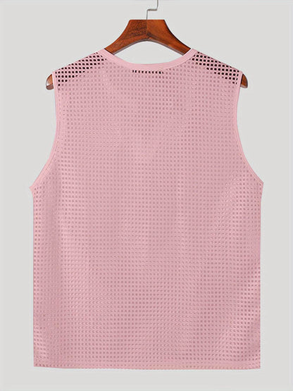 INCERUN Men’s Sexy Fishnet Vest - Hollow Notched Slim Beach/Club Wear - Buy Center US
