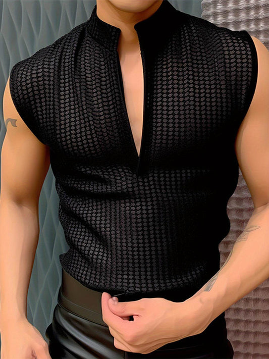 INCERUN Men's V-Neck Knit Tank Top - Casual Solid Color for Summer - Buy Center US