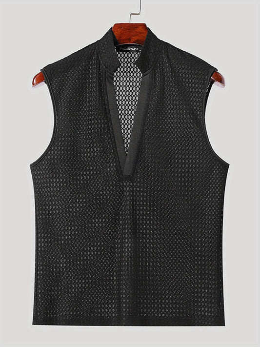 INCERUN Men's V-Neck Knit Tank Top - Casual Solid Color for Summer - Buy Center US