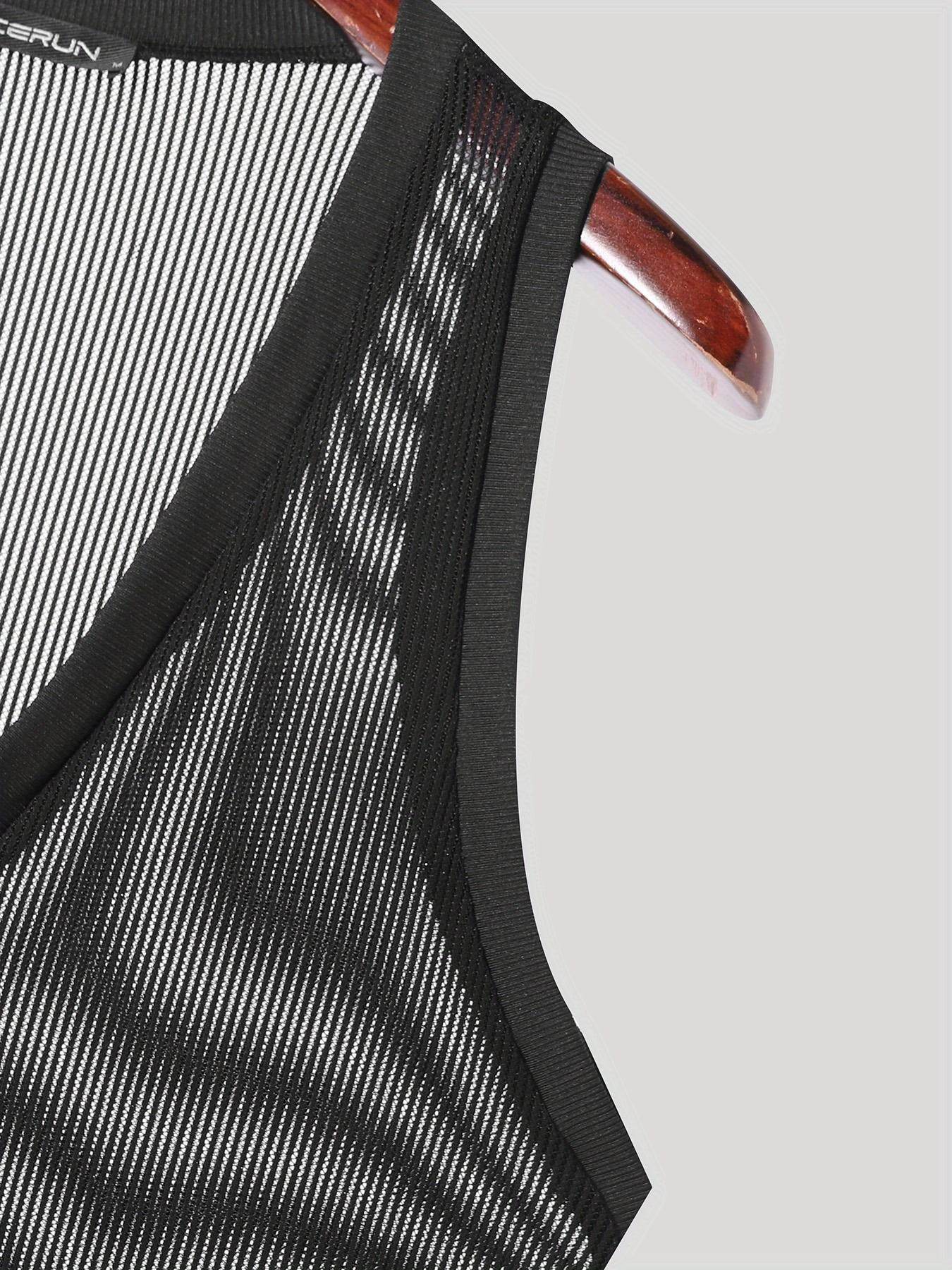 Men's Sexy Deep V-Neck Sheer Tank Top - Perfect for Nightclub Parties - Buy Center US