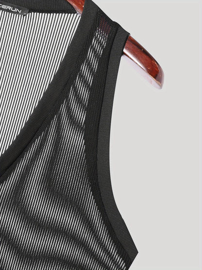 Men's Sexy Deep V-Neck Sheer Tank Top - Perfect for Nightclub Parties - Buy Center US