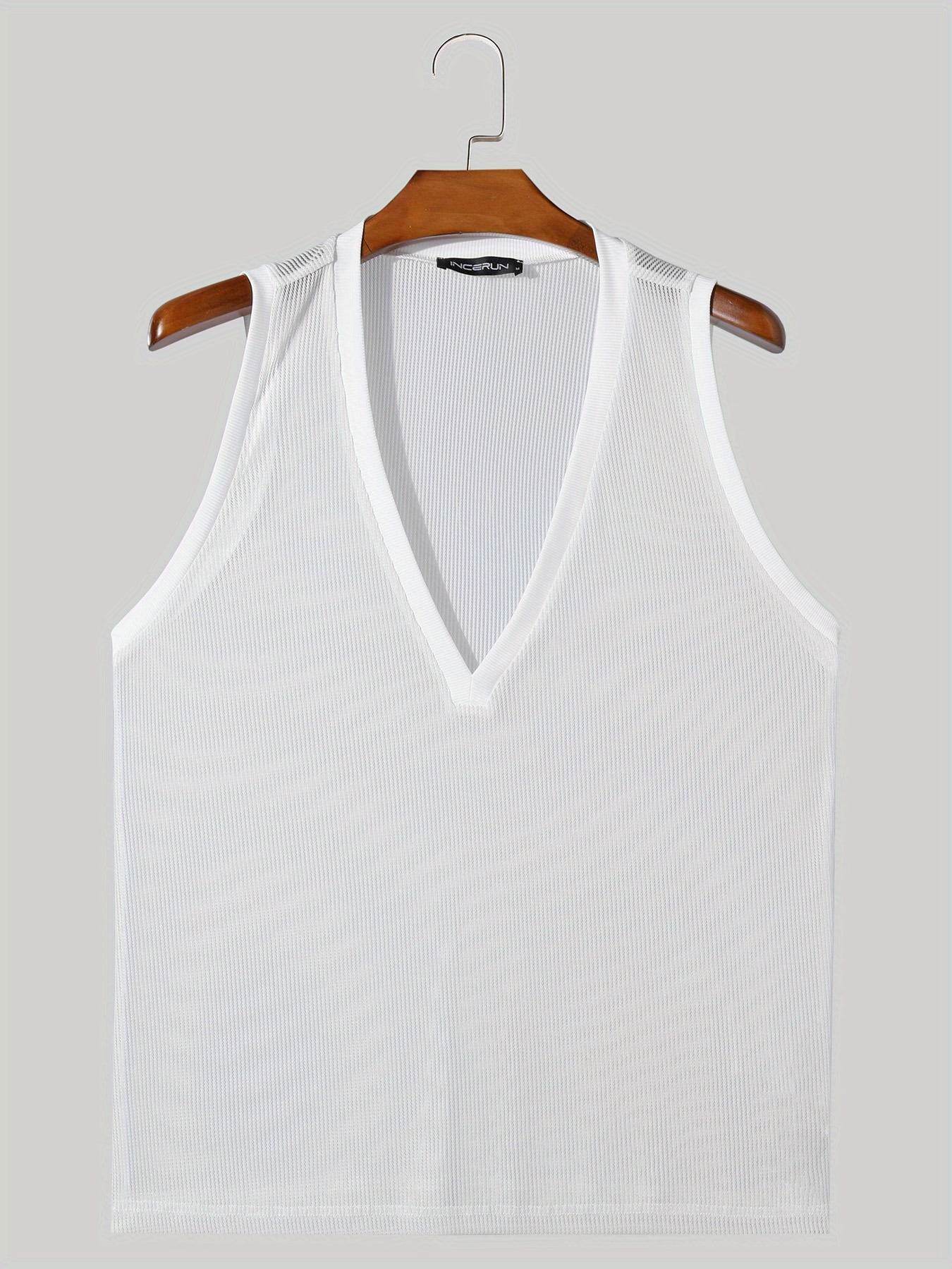 Men's Sexy Deep V-Neck Sheer Tank Top - Perfect for Nightclub Parties - Buy Center US