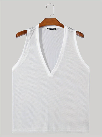 Men's Sexy Deep V-Neck Sheer Tank Top - Perfect for Nightclub Parties - Buy Center US