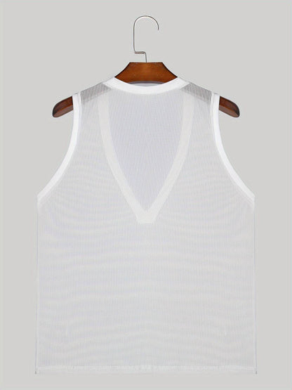 Men's Sexy Deep V-Neck Sheer Tank Top - Perfect for Nightclub Parties - Buy Center US