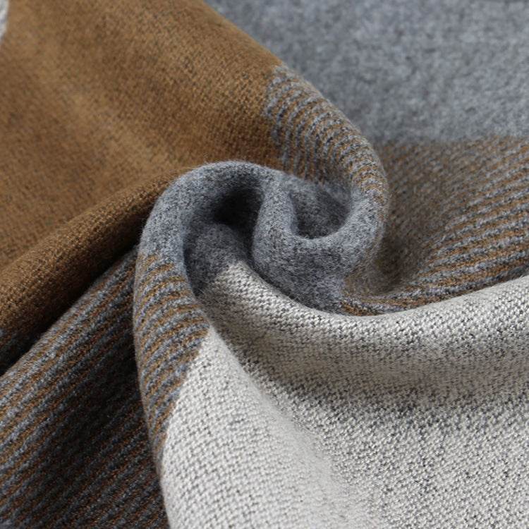 Buycenter Men's Wool-like Plaid Scarf - Stylish & Warm, Mid-Length - Buy Center US