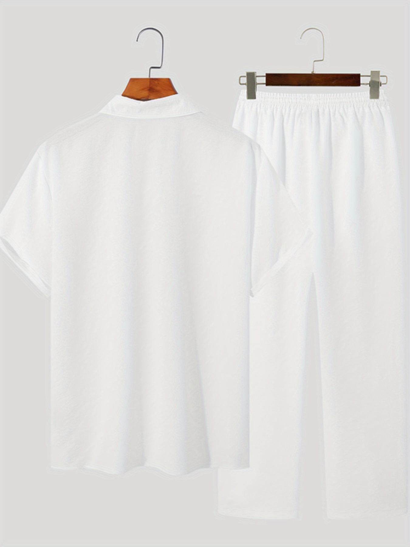 Men’s Casual Polyester Sweatsuit - Loose Fit Short Sleeve for Summer - Buy Center US