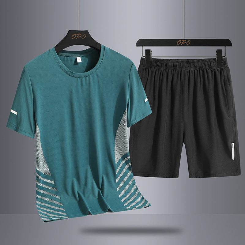 Buycenter Men's Summer Suit - Ice Silk Quick-Drying T-Shirt & Shorts Set - Buy Center US