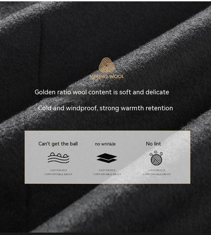 Buycenter Men's Slim Casual Trench Coat - Thick Woolen Jacket for Winter - Buy Center US